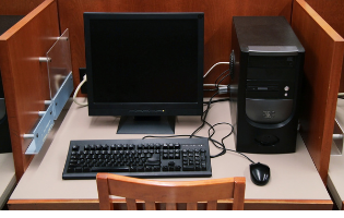 Desktop computer setup similar to what's available at the library