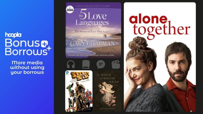 Images of titles available at Bonus Borrows through Hoopla